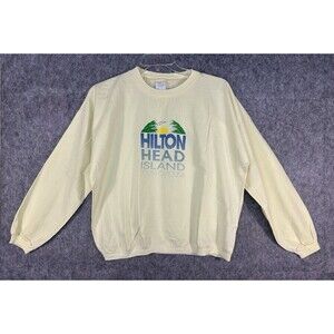 Vtg Hilton Head Island North Carolina Shirt Men L-XL Yellow Long Sleeve Beach